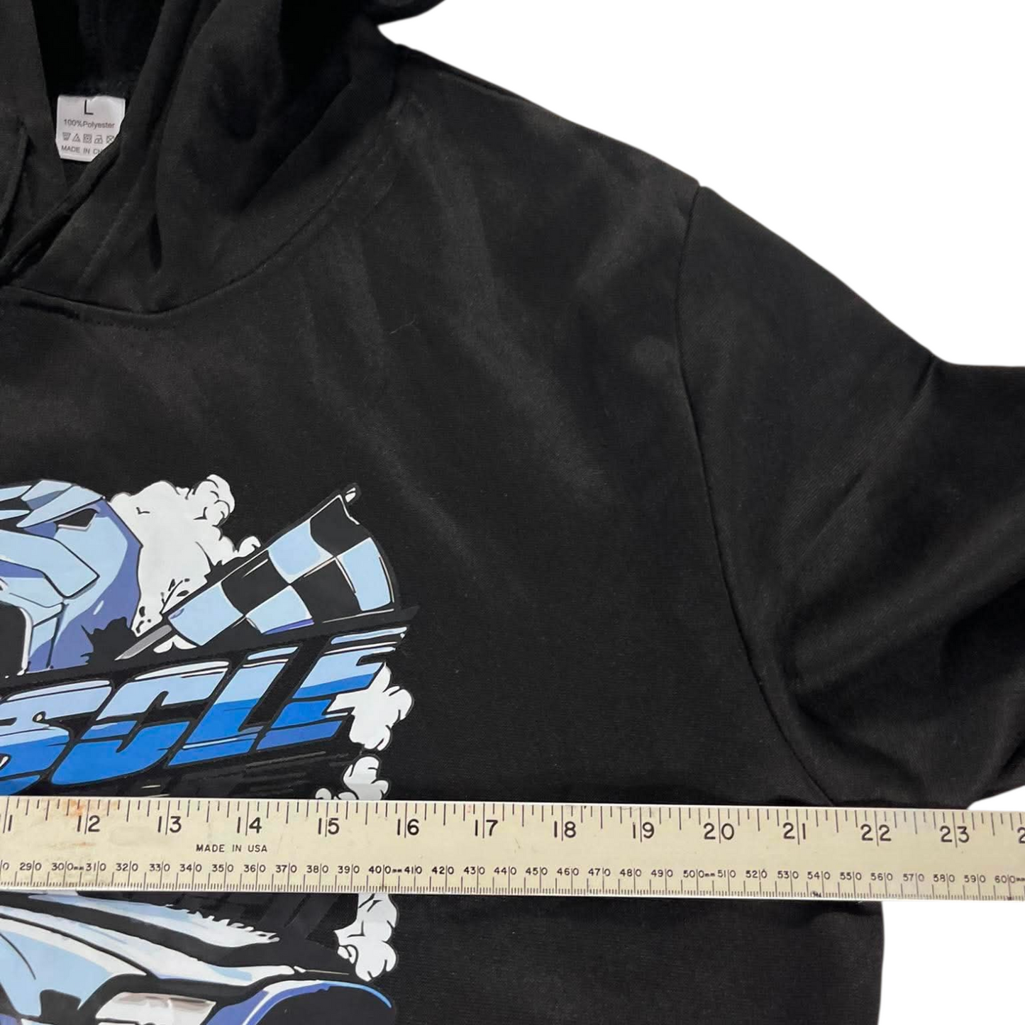 BLACK MUSTANG GRAPHIC HOODIE (L)
