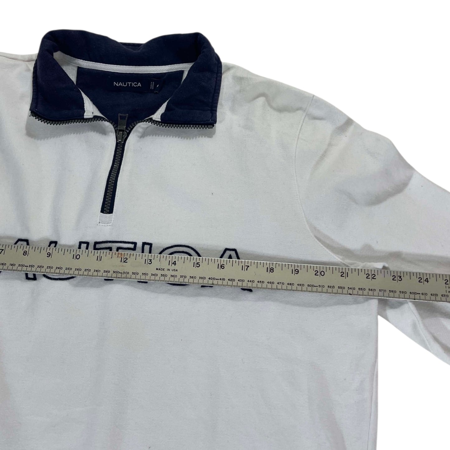 VINTAGE NAUTICA WHITE QUARTER ZIP (M)