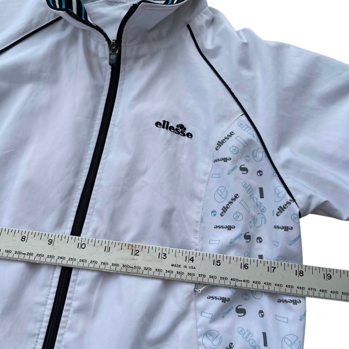 ELLESSE WHITE & BLUE WINDBREAKER JACKET (M)