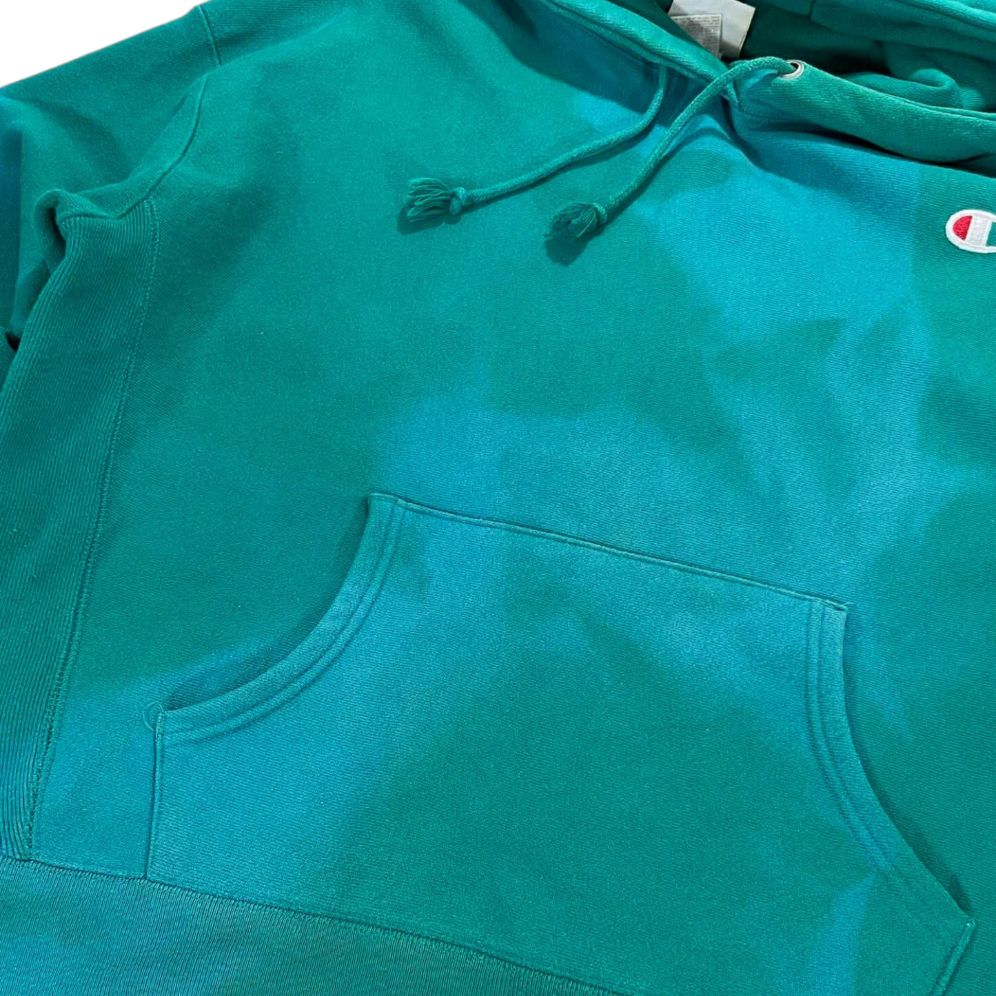 VINTAGE CHAMPION GREEN HOODIE WITH EMBROIDERED LOGO (M)
