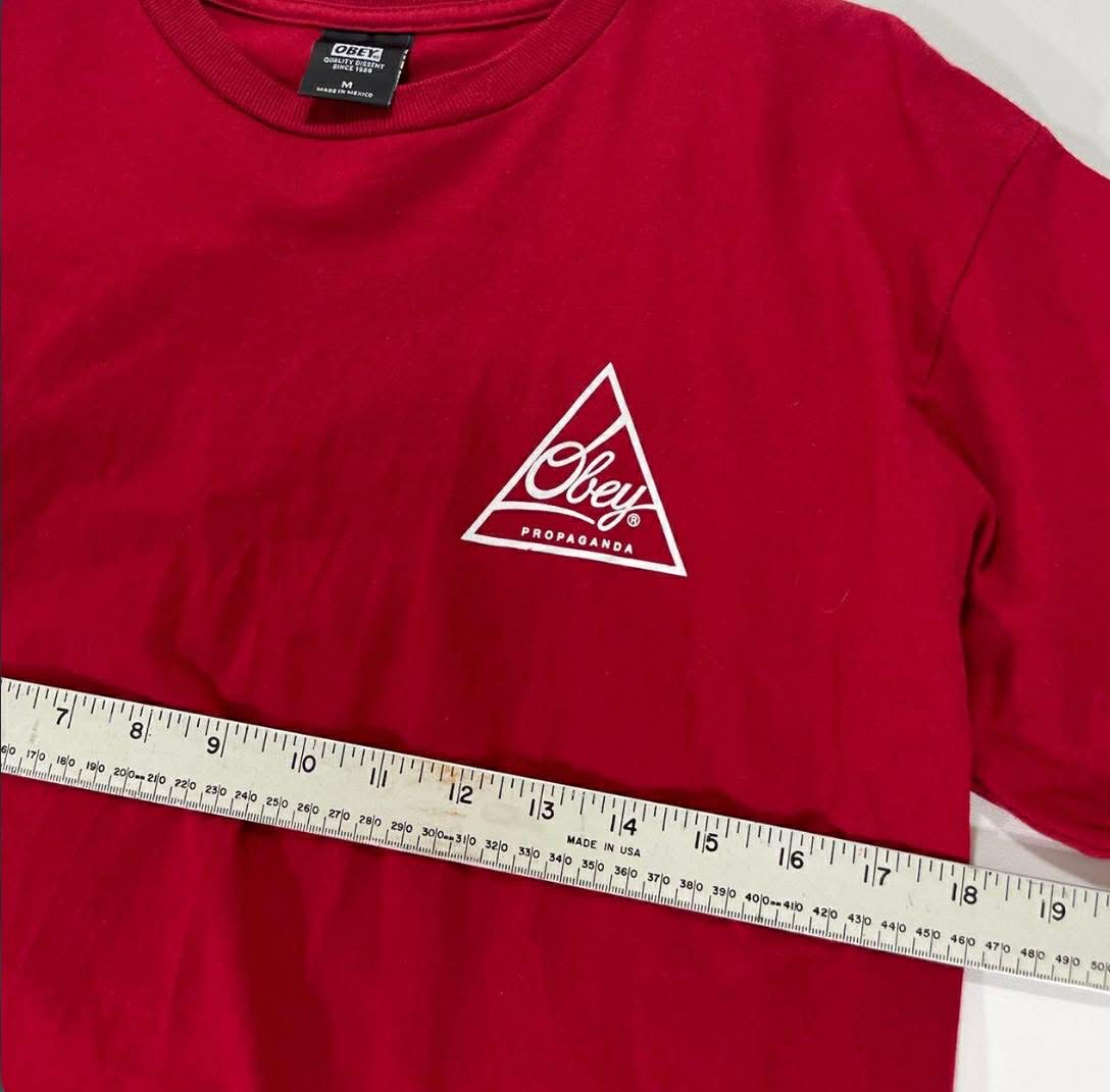 Y2K OBEY RED T-SHIRT WITH WHITE LOGO (M)