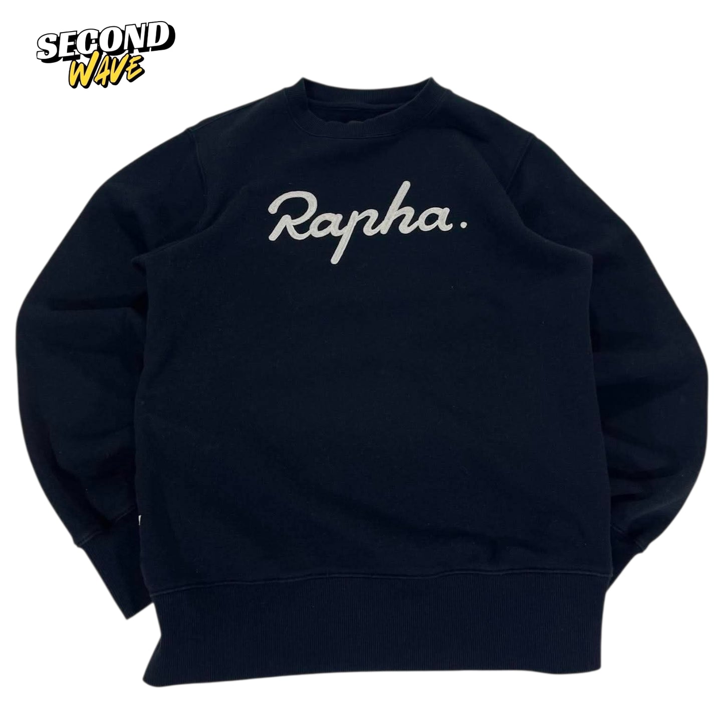 RAPHA EMBROIDERED BLACK CREWNECK SWEATSHIRT (S)