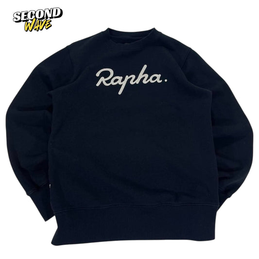 RAPHA EMBROIDERED BLACK CREWNECK SWEATSHIRT (S)