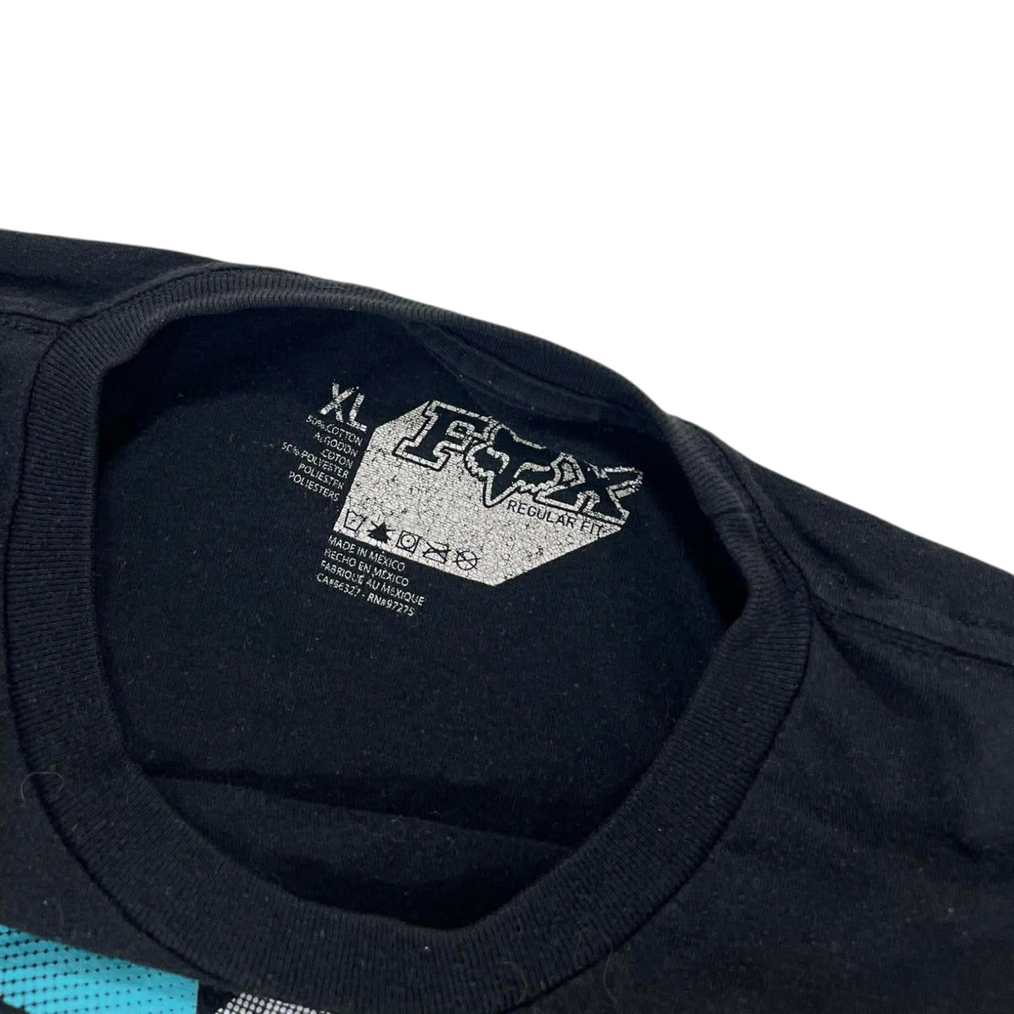 Y2K FOX RACING BLACK T-SHIRT WITH BLUE GRAPHIC (XL)