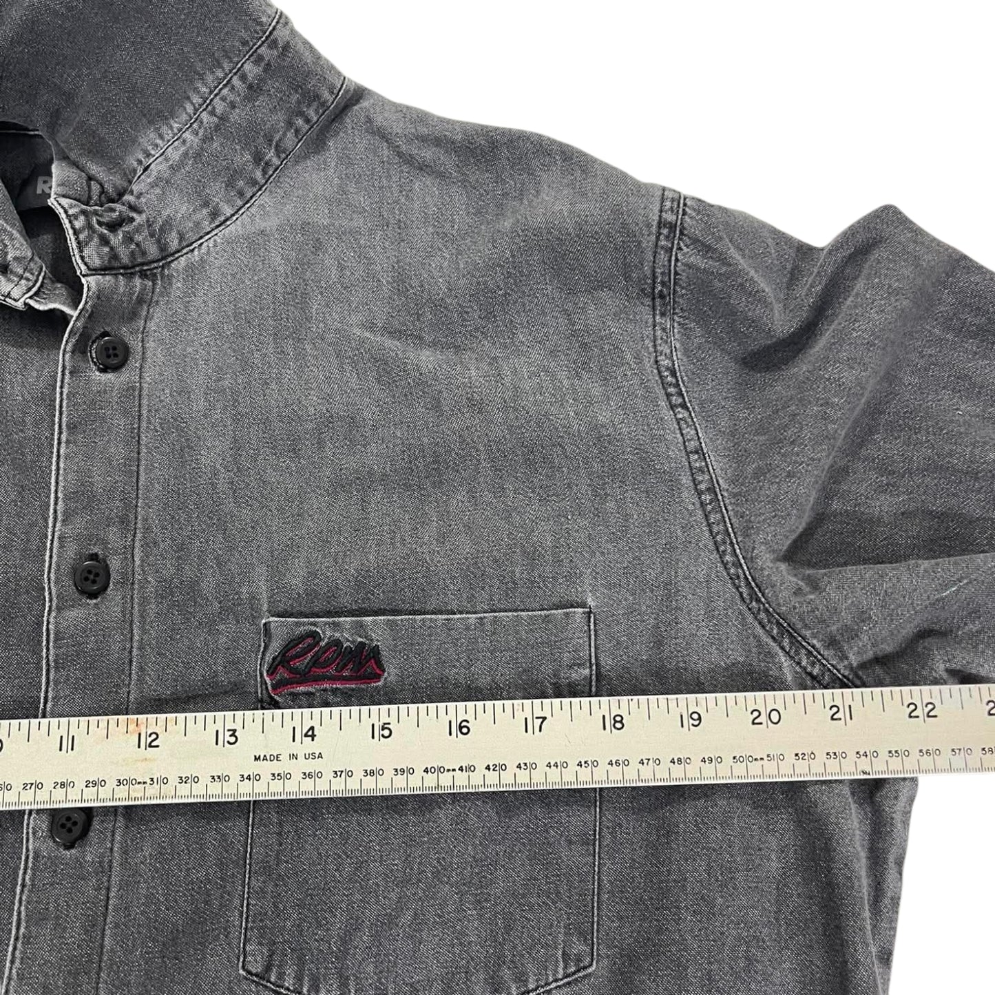 RPM DENIM VIBES BUTTON UP SHIRT WITH HOOD (L)