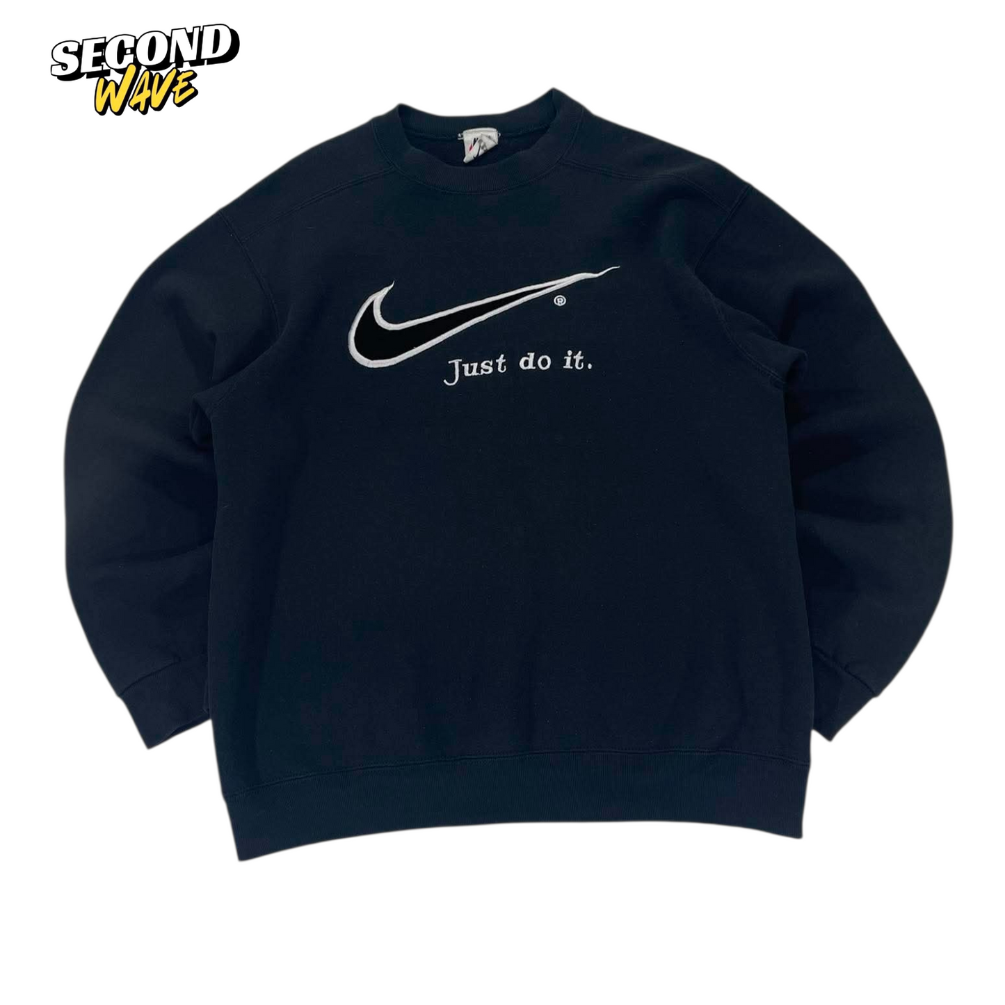 VINTAGE NIKE CREWNECK WITH EMBROIDERED LOGO AND "JUST DO IT" SLOGAN (M)