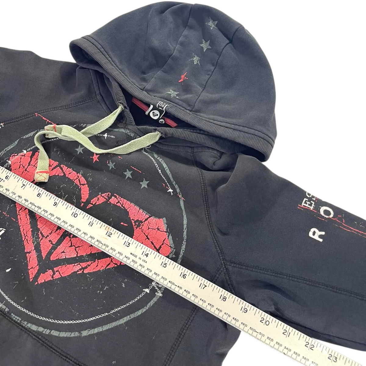 Y2K TRASHED VIBES ROXY BLACK HOODIE (XS - SMALL)