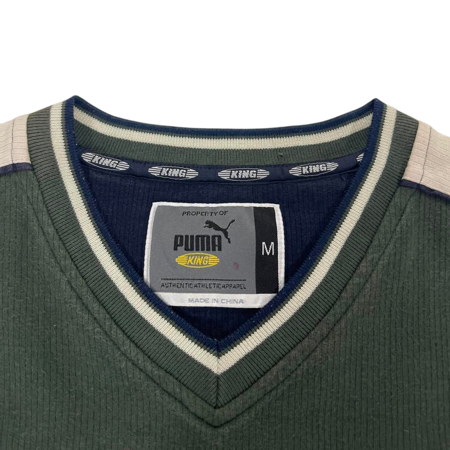 VINTAGE PUMA GREEN LONG SLEEVE SHIRT (M-L)