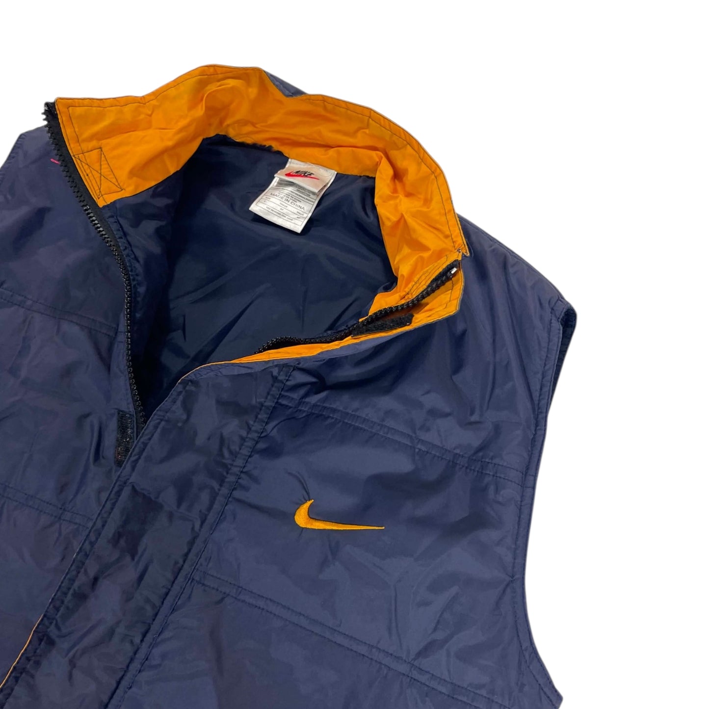 VINTAGE NIKE NAVY BLUE ORANGE VEST (S)