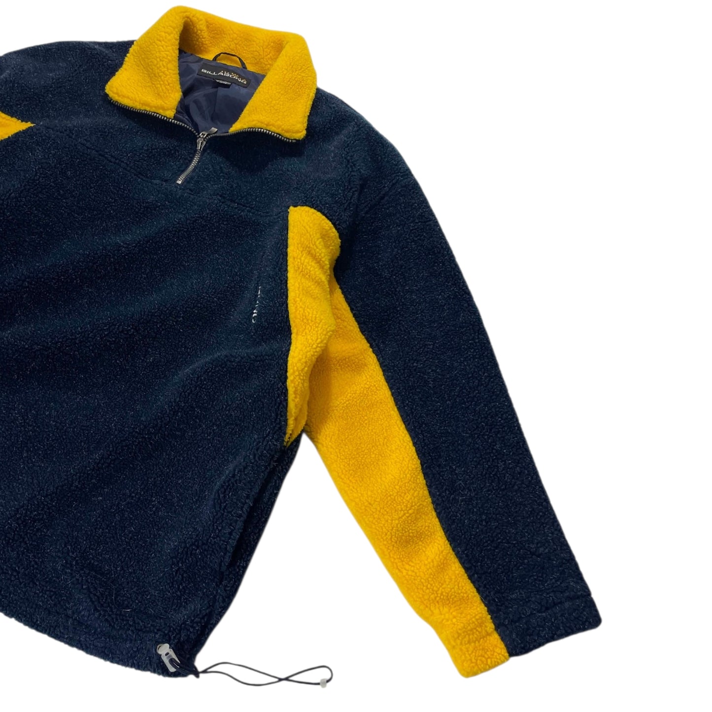 VINTAGE BILLABONG NAVY & YELLOW FLEECE JACKET (L)