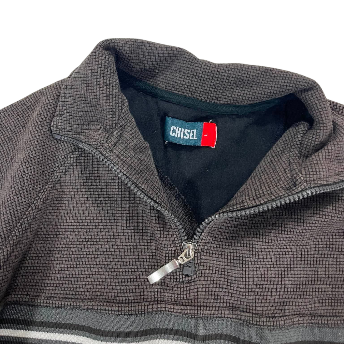 90s CHISEL GREY QUARTER ZIP SWEATSHIRT (L)