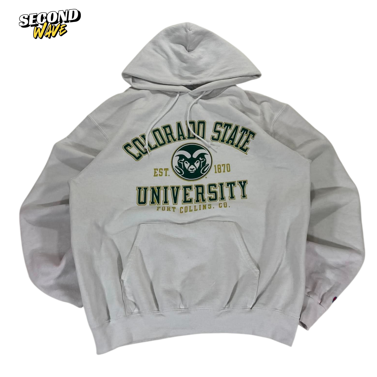 VINTAGE CHAMPION COLORADO STATE UNIVERSITY WHITE HOODIE (M)