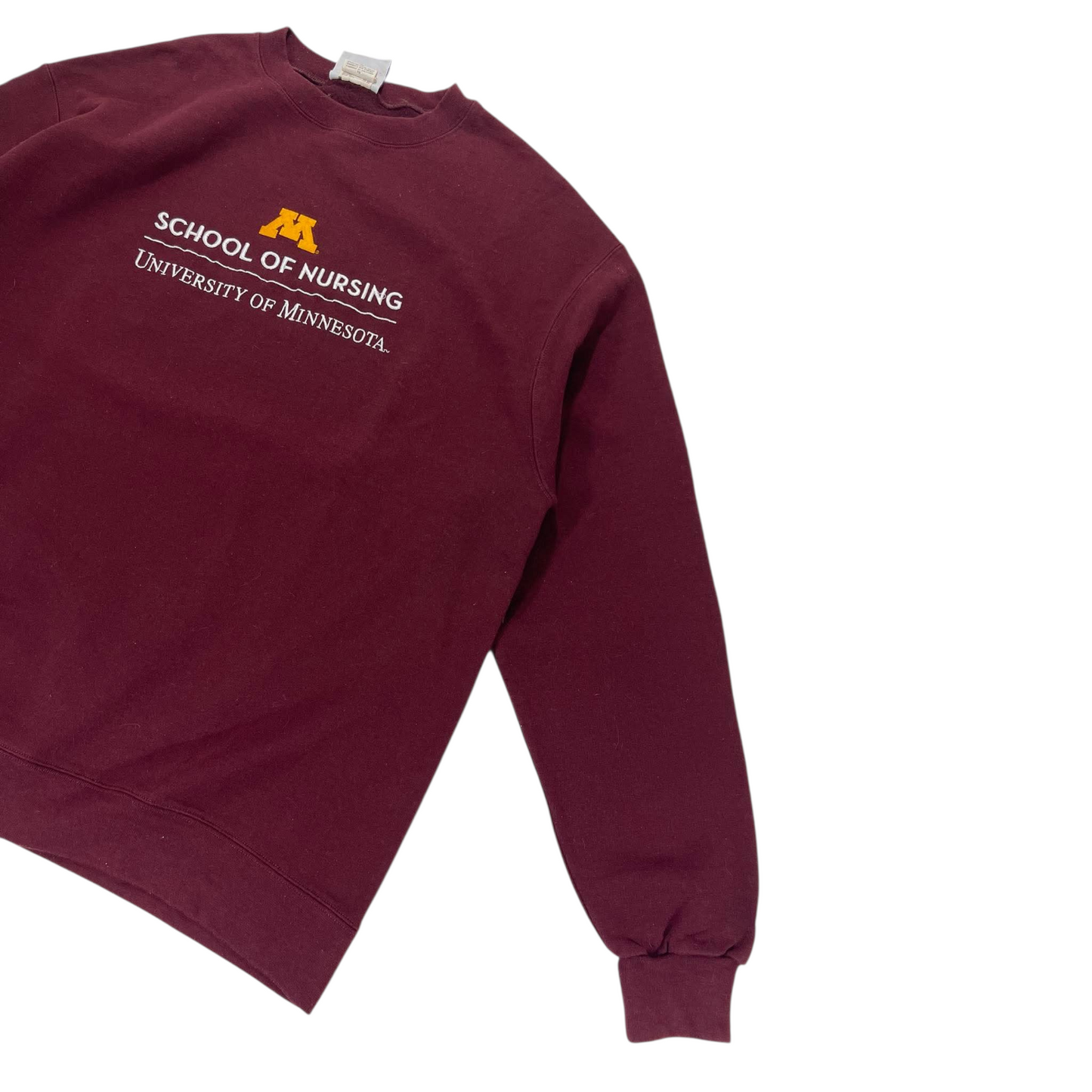VINTAGE UNIVERSITY OF MINNESOTA SCHOOL OF NURSING BURGUNDY CREWNECK SWEATSHIRT (XL)