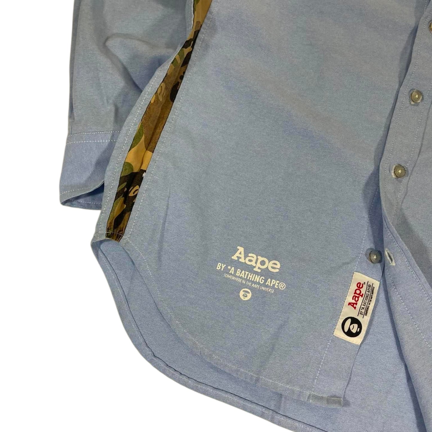 AAPE A BATHING APE BLUE BUTTON UP (M)