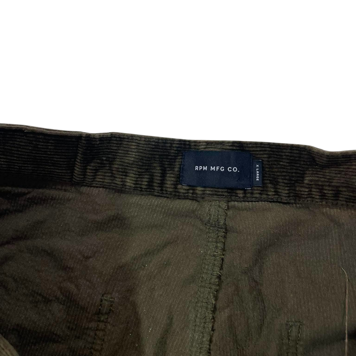 RPM MDF CO. GREEN CORDUROY CARPENTER PANTS (34)