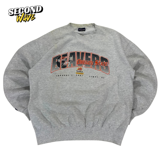VINTAGE GREY OREGON STATE BEAVERS CREWNECK SWEATSHIRT (L)