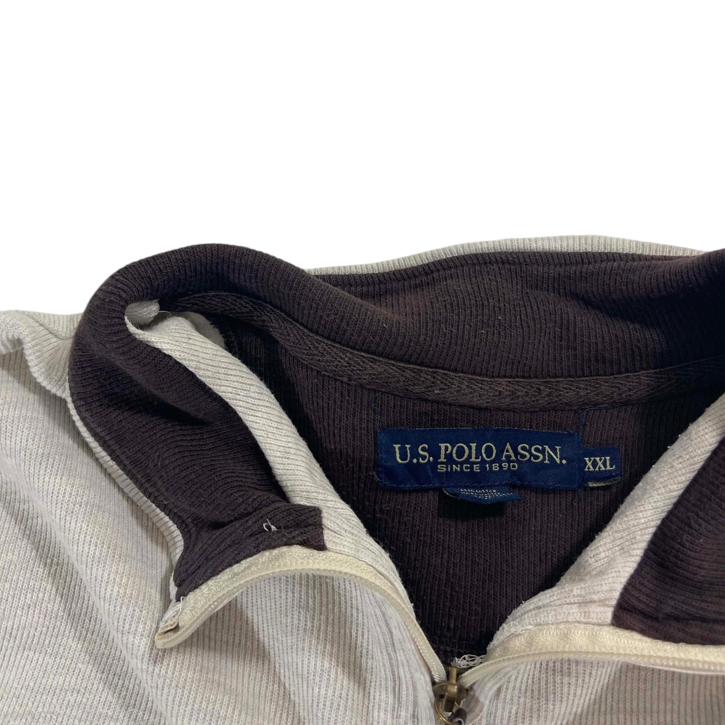 VINTAGE GRAY US POLO RALPH LAUREN QUARTER ZIP (XXL)