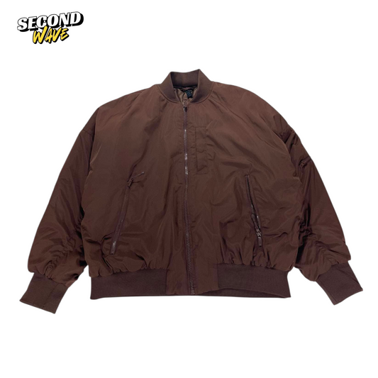 BODY BROWN BOMBER JACKET WITH ZIPPER POCKETS AND ELASTIC CUFFS (M)