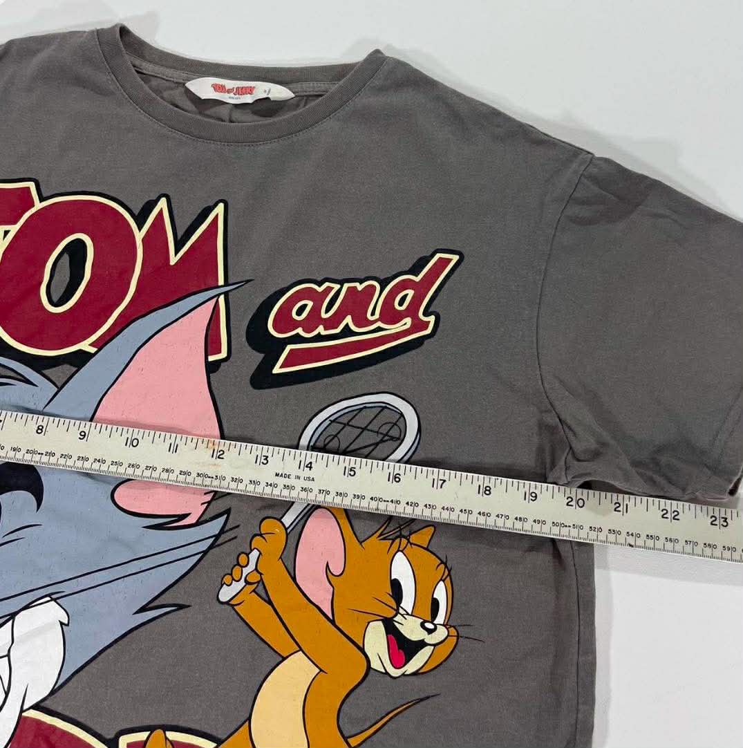 VINTAGE TOM AND JERRY GREY COTTON T-SHIRT (M)