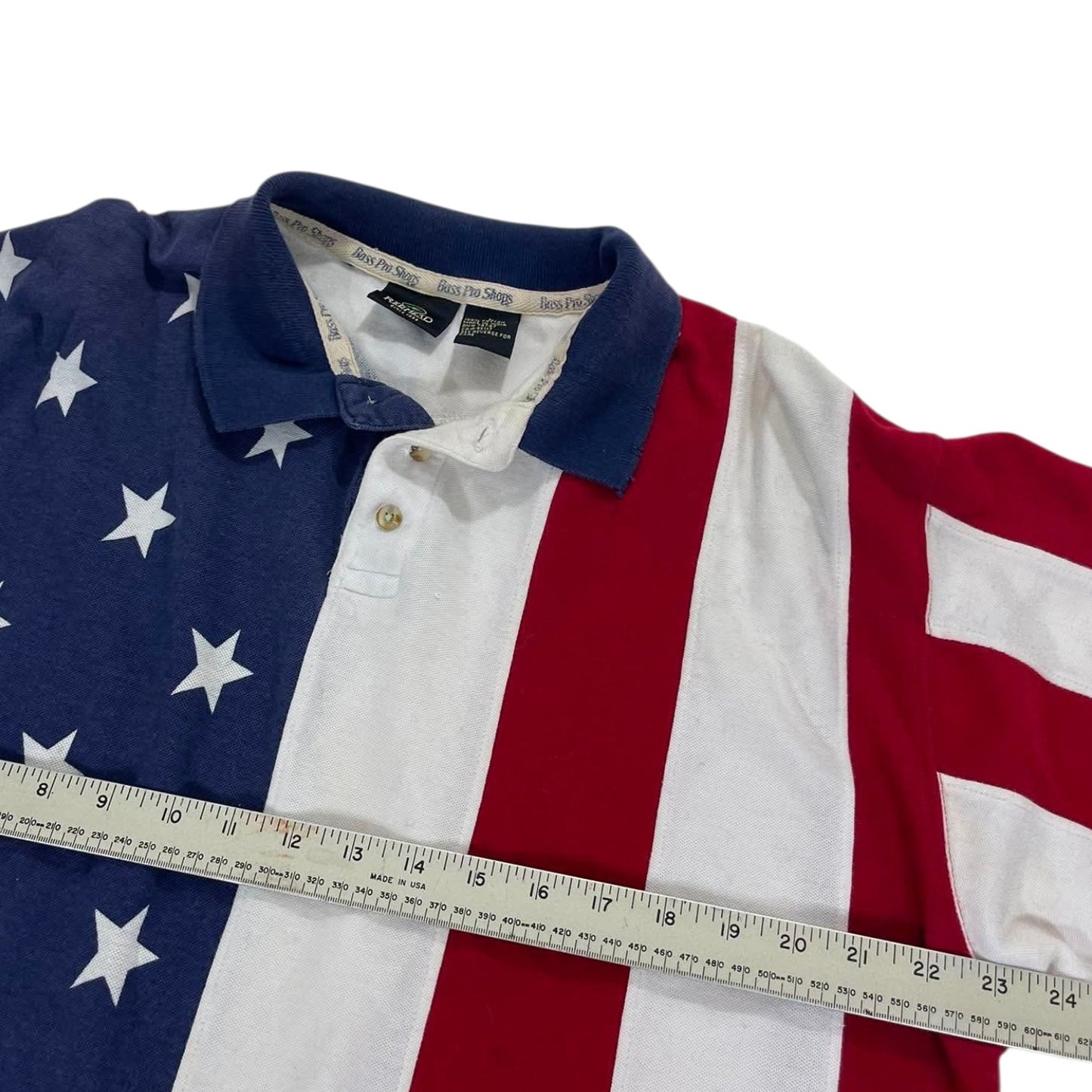 VINTAGE PASSB REDHEAD USA FLAG POLO SHIRT (L)