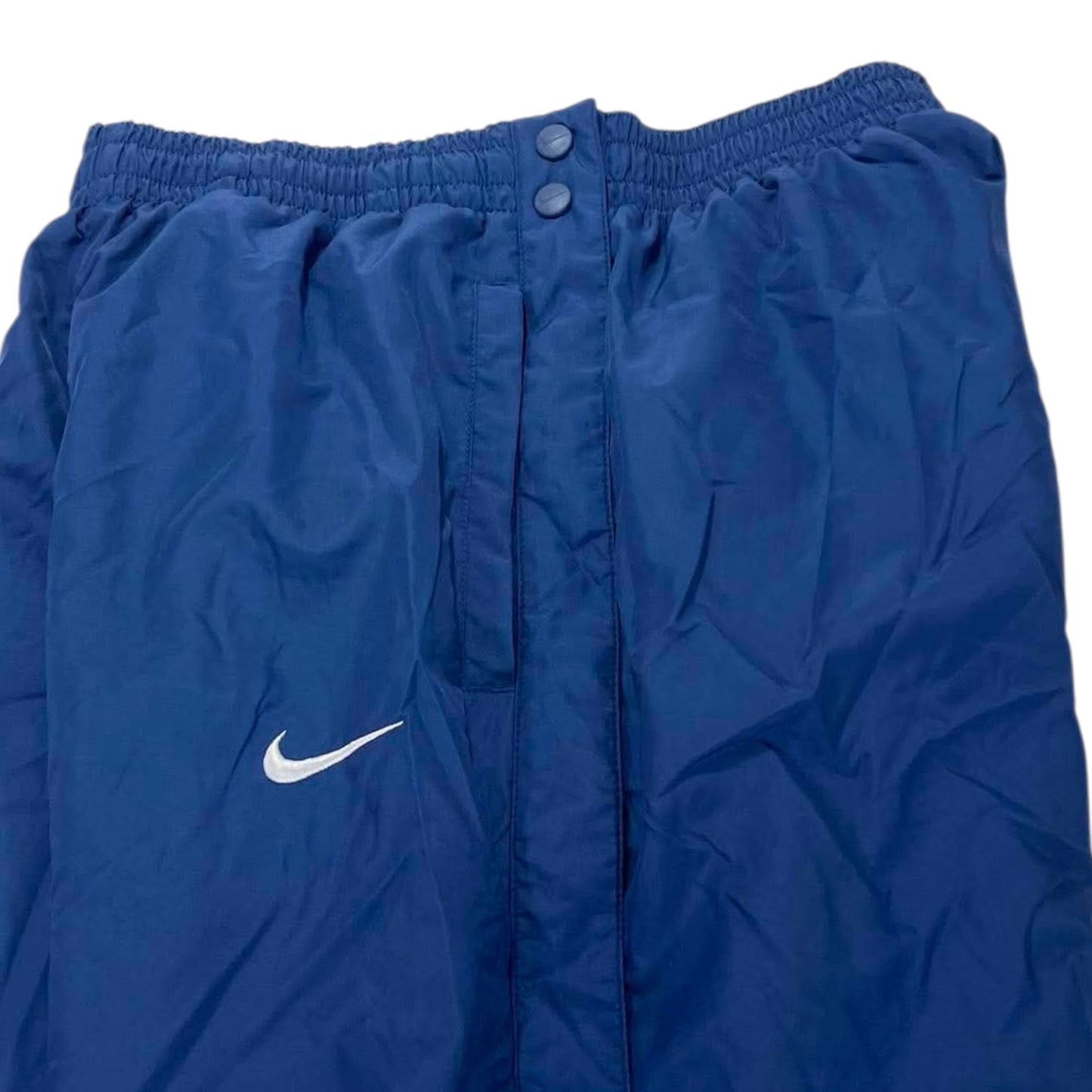 VINTAGE SNAP ON NIKE BLUE AND YELLOW TRACK PANTS (L)