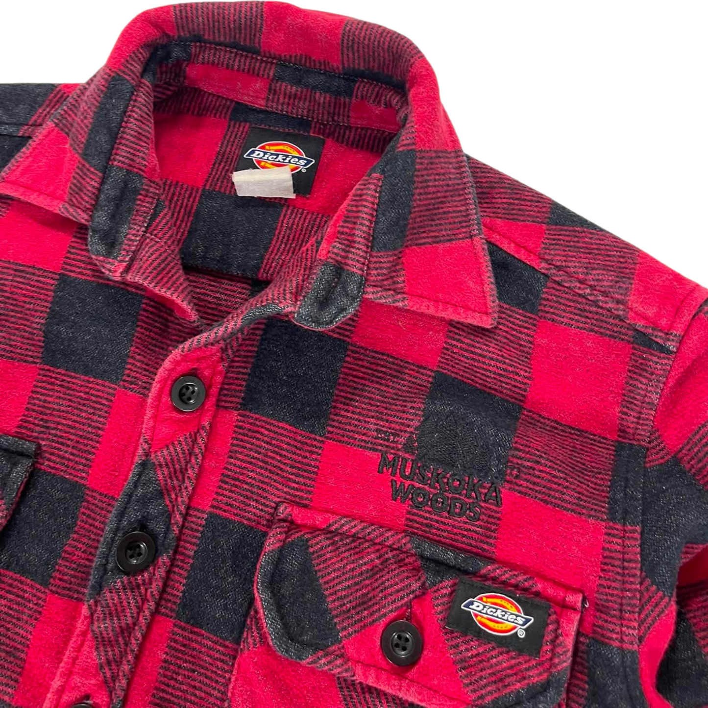 VINTAGE DICKIES RED & BLACK PLAID SHIRT (M-L)