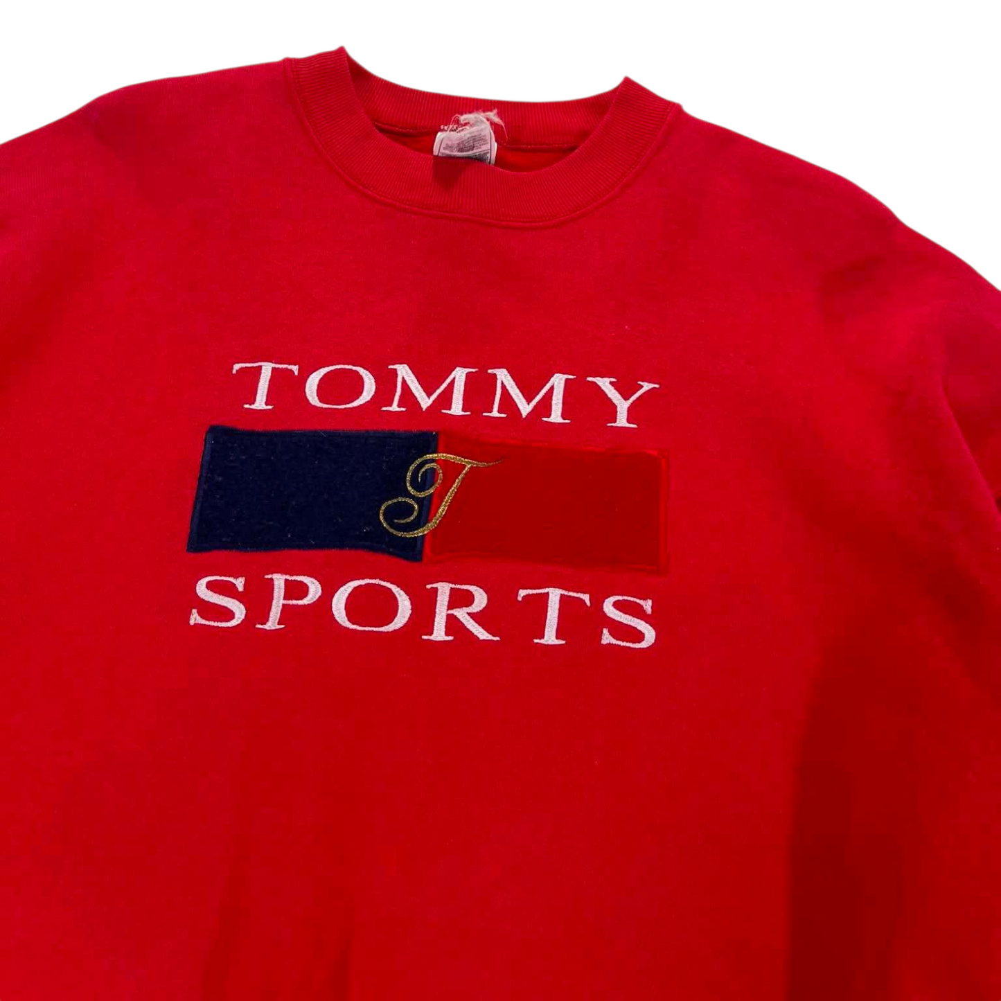 VINTAGE EMBROIDERED BL TOMMY HILFIGER RED CREWNECK SWEATSHIRT (M)