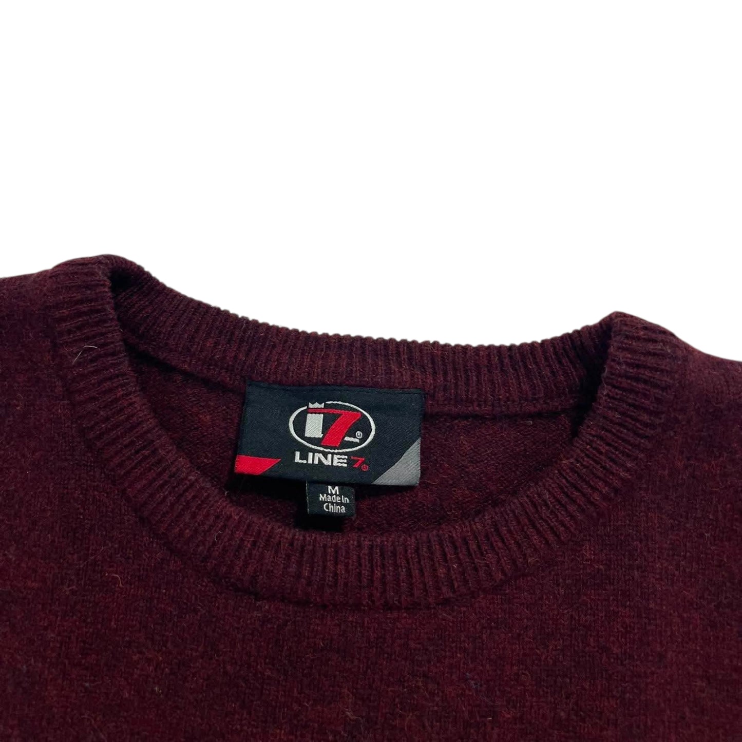 VINTAGE 90S 100% LAMB WOOL BURGUNDY CREWNECK (M)