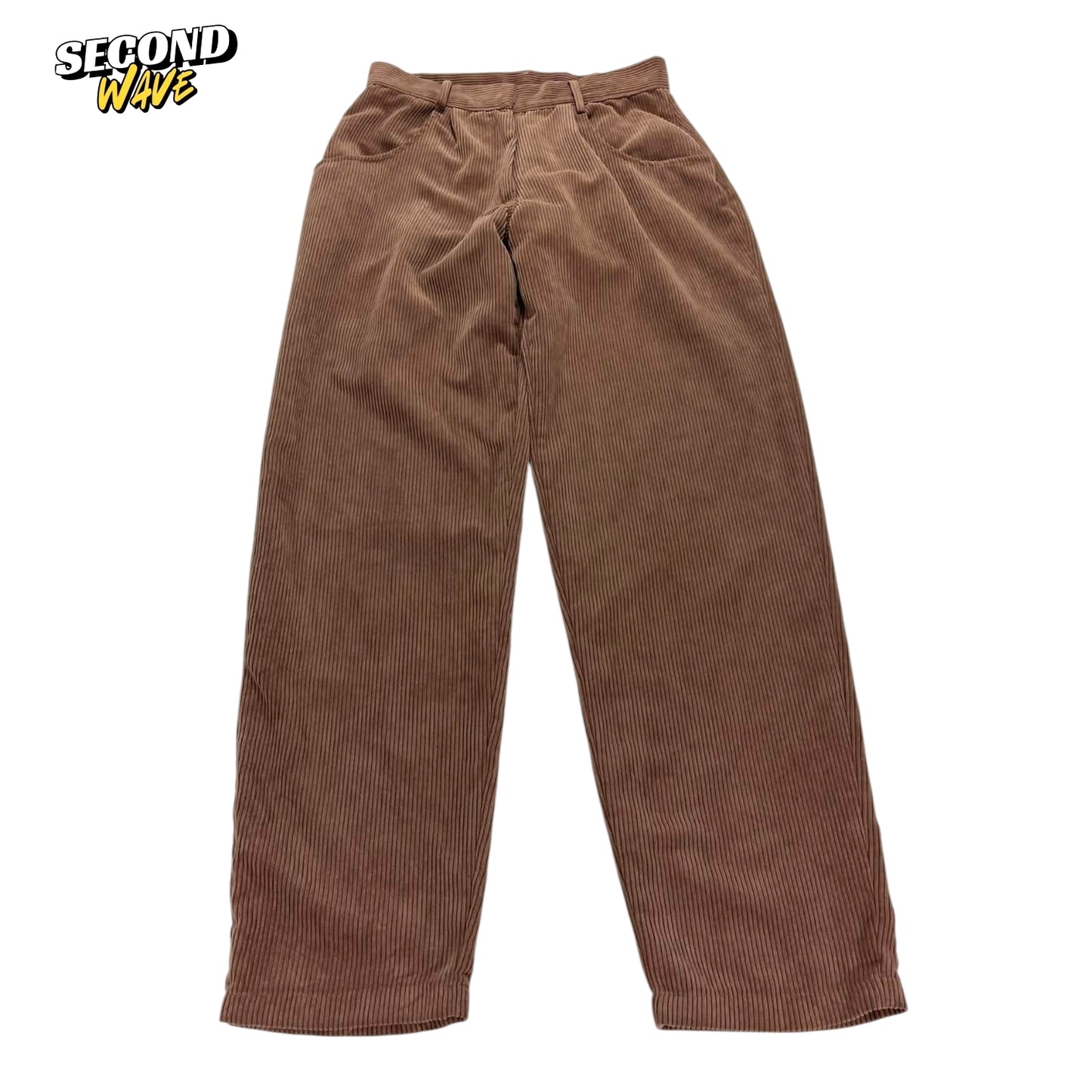 WOMENS COTTON ON BROWN CORDUROY WIDE LEG TROUSERS (28)