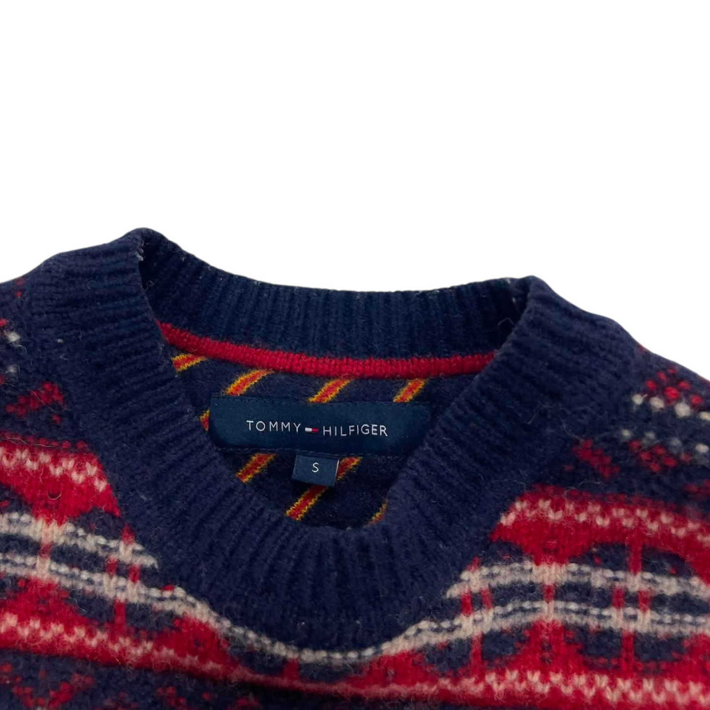 TOMMY HILFIGER RED AND NAVY BLUE SWEATER (S)