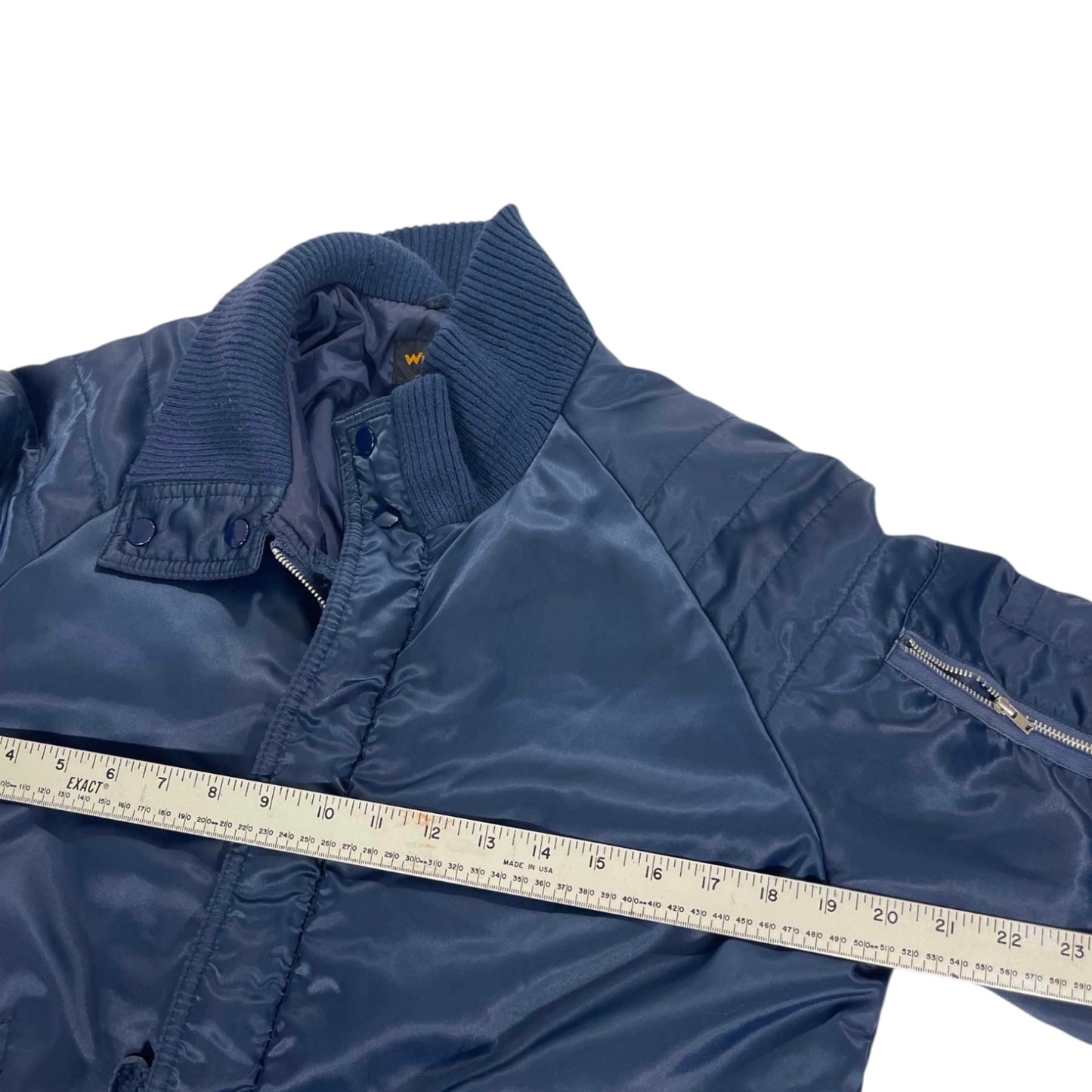 VINTAGE WRANGLER NAVY BOMBER JACKET (M)