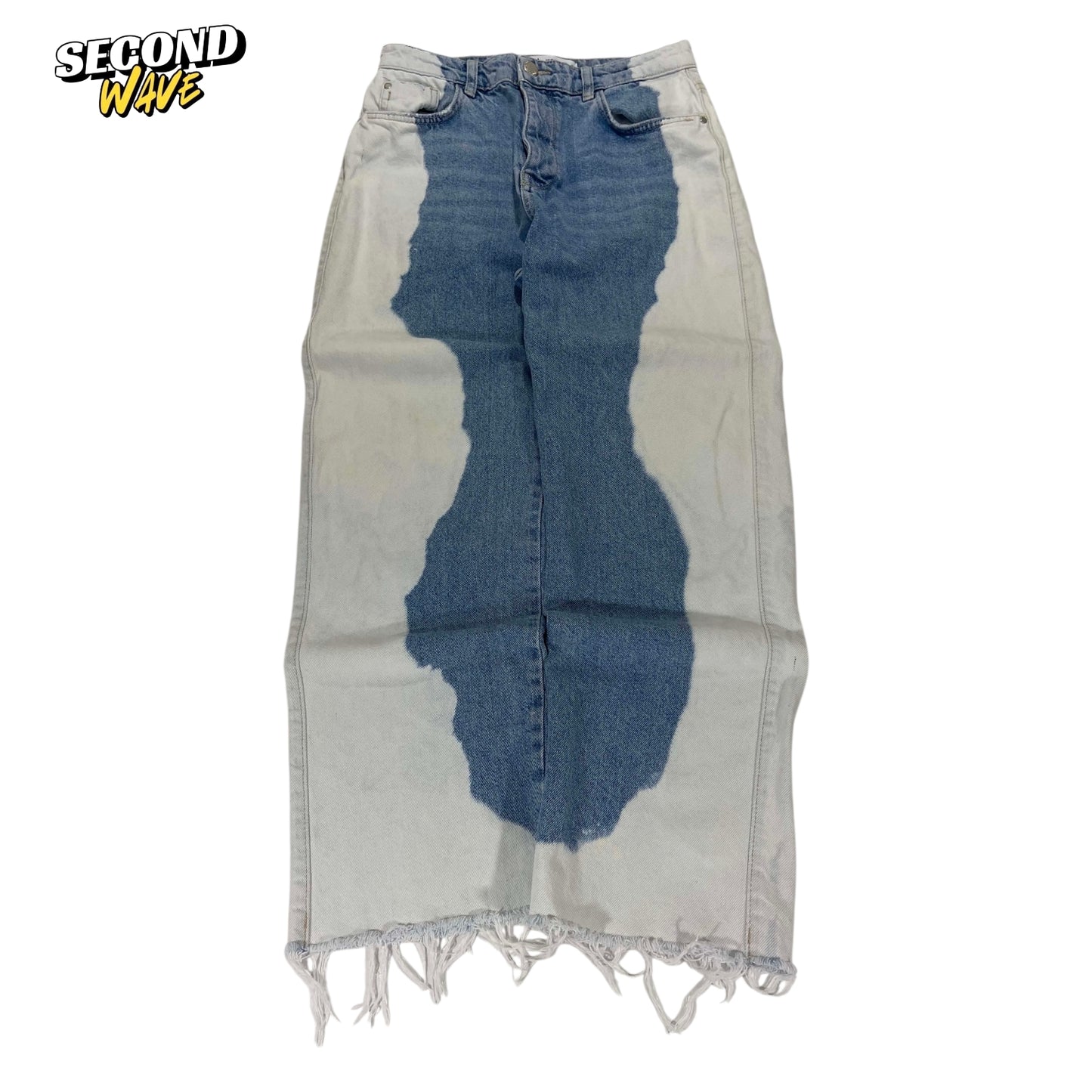ZARA BLUE & WHITE TIE-DYE DENIM (UK 28)