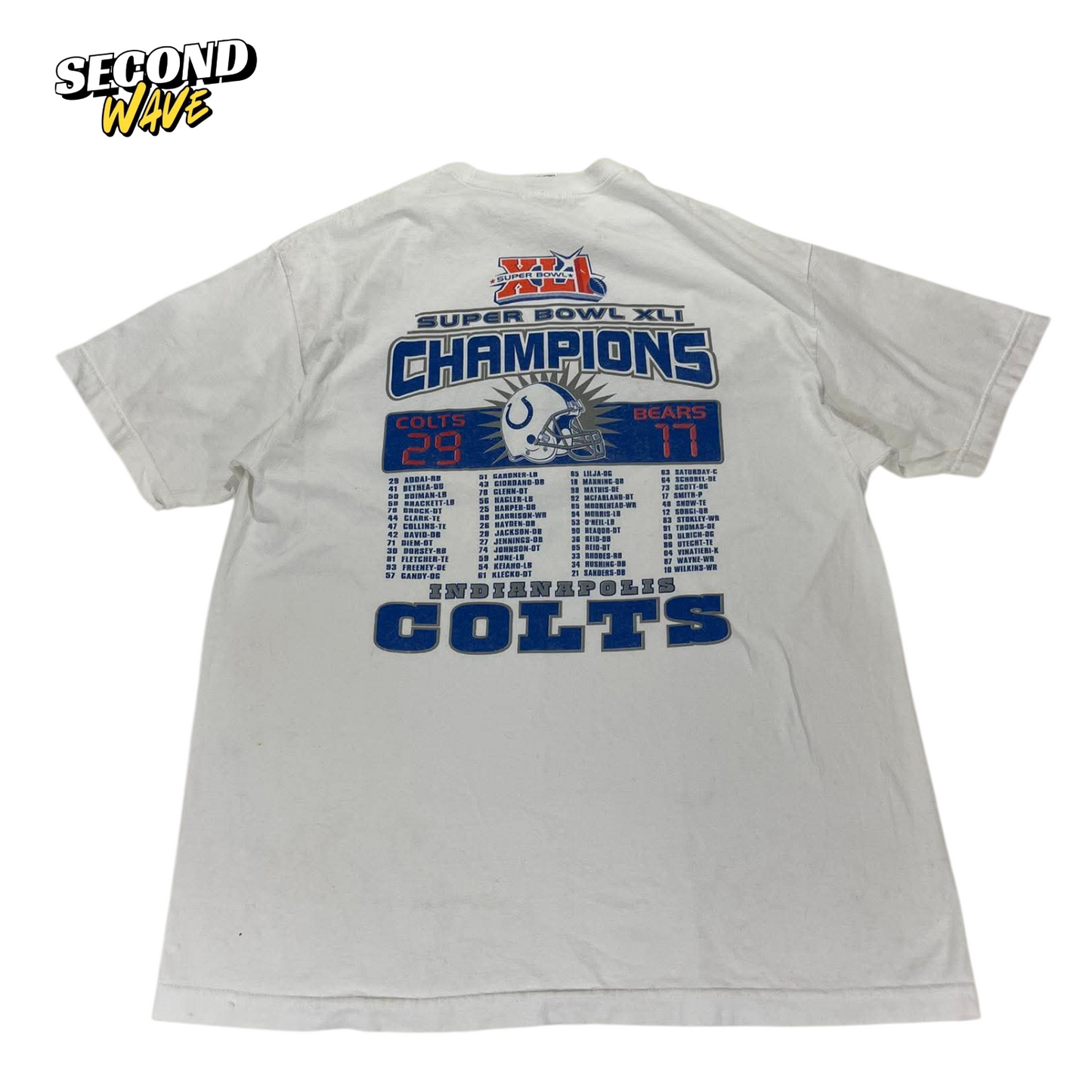 2007 INDIANAPOLIS COLTS SUPER BOWL CHAMPIONS WHITE T-SHIRT (L)