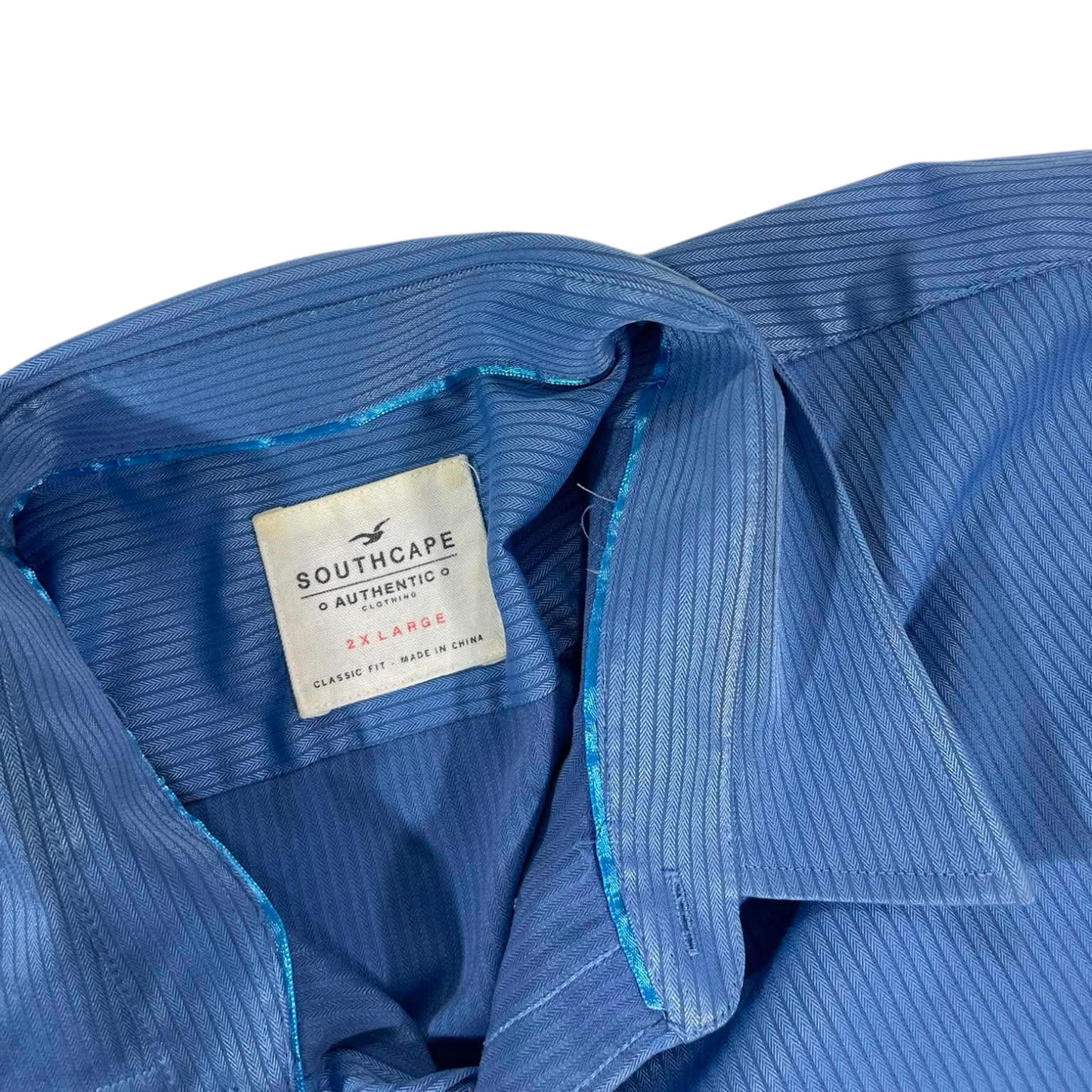 VINTAGE SOUTH CAPE BLUE STRIPED BUTTON UP SHIRT (XXL)