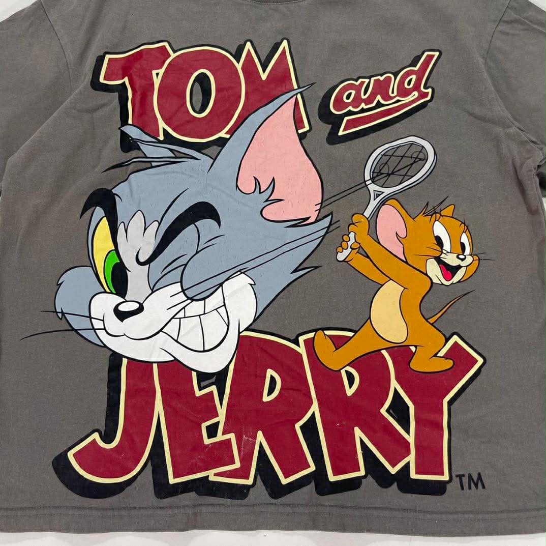 VINTAGE TOM AND JERRY GREY COTTON T-SHIRT (M)