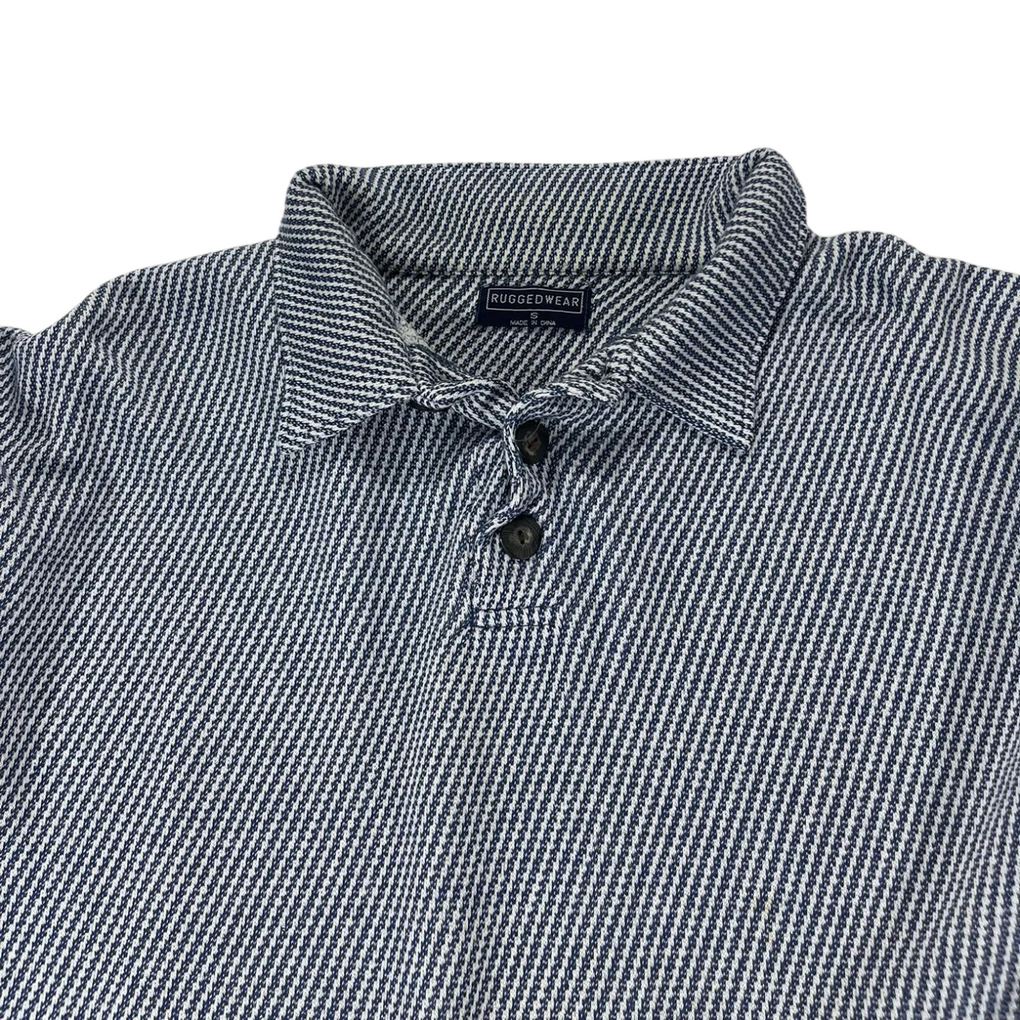 RUGGEDWEAR NAVY STRIPED BUTTON UP SHIRT (M)