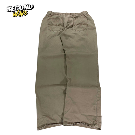 VINTAGE PILGRIM KHAKI WIDE LEG TROUSERS (32)