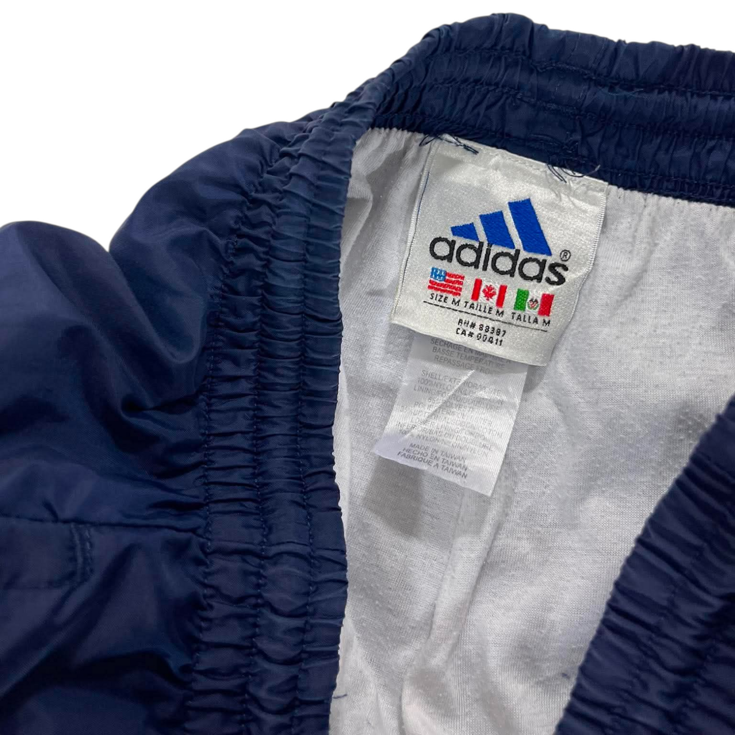 VINTAGE ADIDAS NAVY BLUE TRACK PANTS (M)