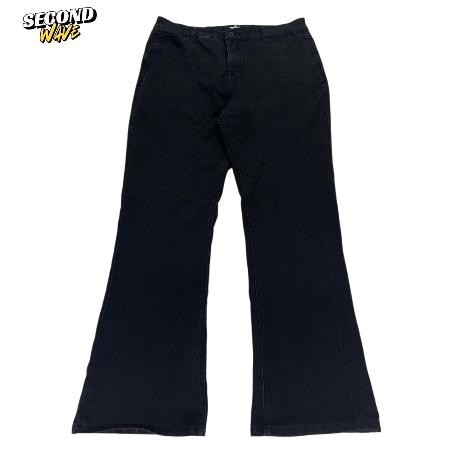VINTAGE DENIM REPUBLIC BLACK FLARED JEANS (UK 18)