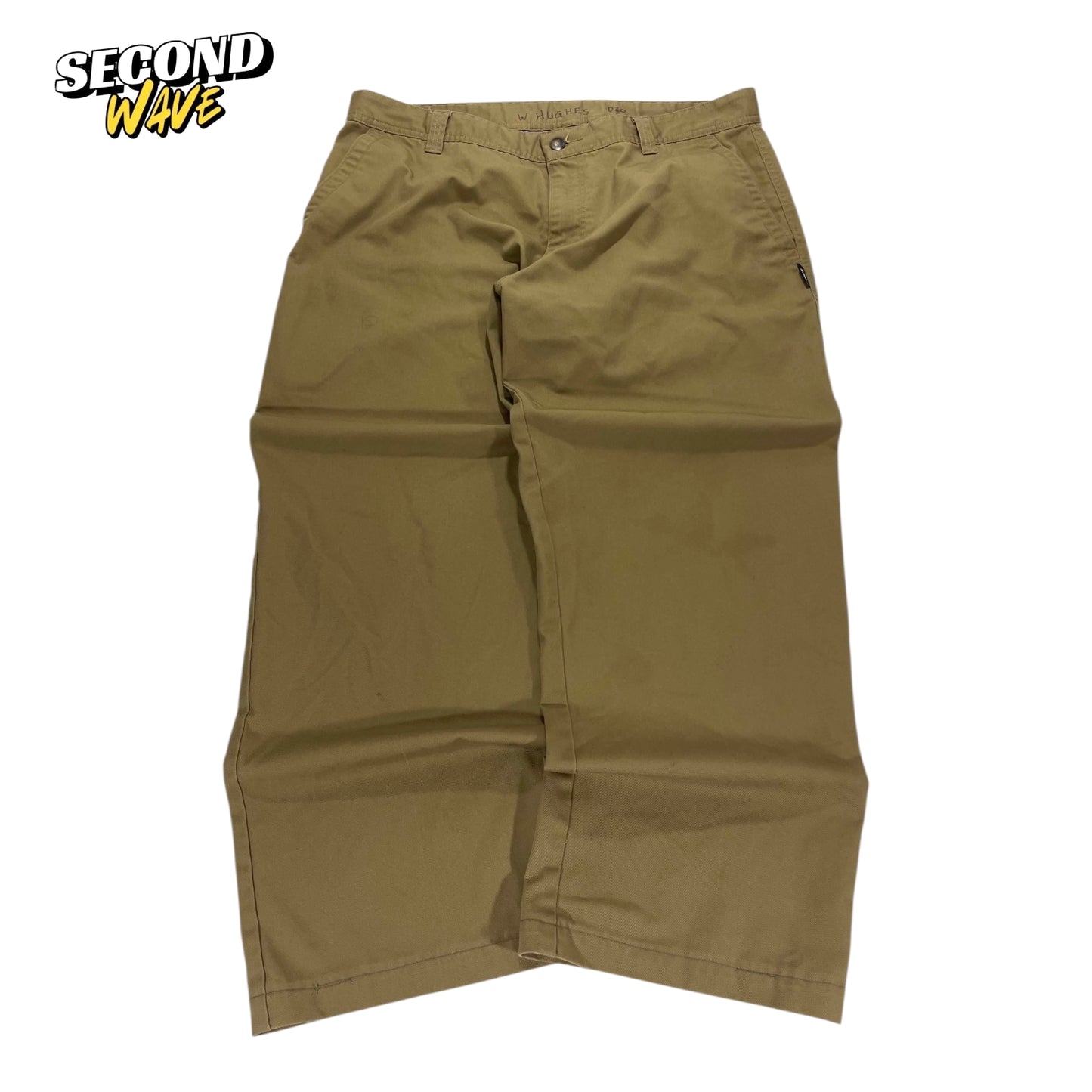 VINTAGE TAN WIDE LEG CHINO PANTS (36)