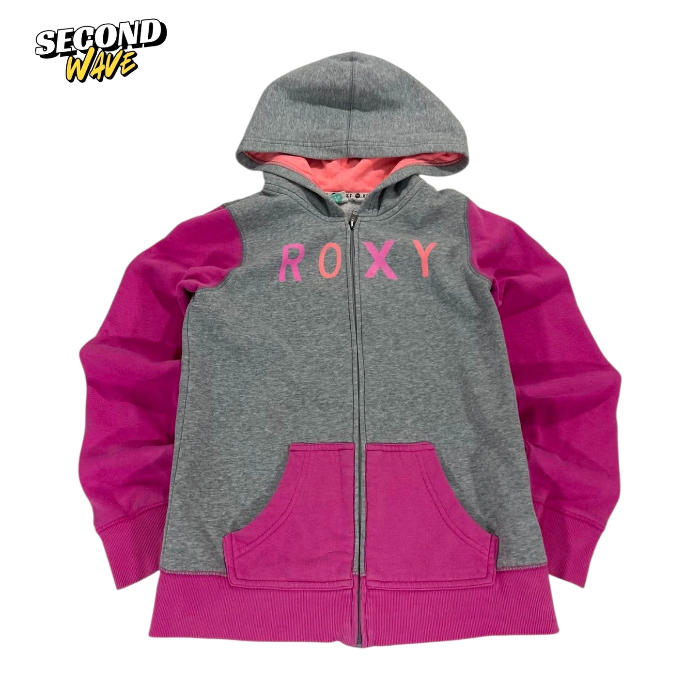ROXY PINK & GREY ZIP UP HOODIE (S)