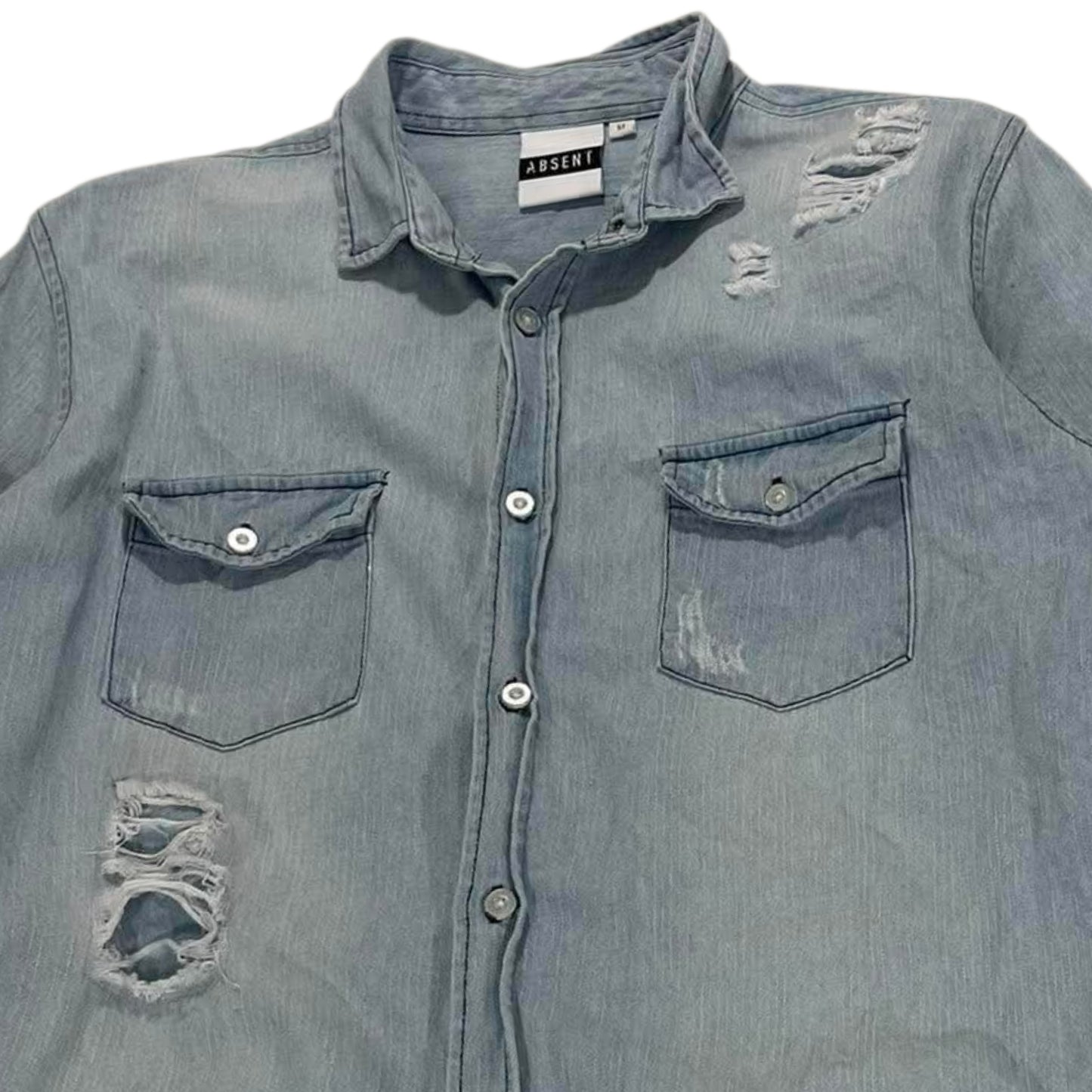 ABSENT BLUE DENIM BUTTON UP (M-L)