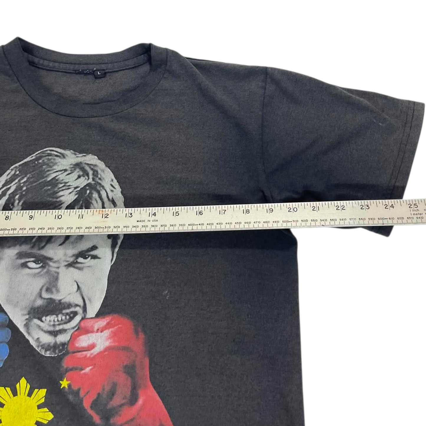 VINTAGE FADED MANNY PACQUIAO BLACK T-SHIRT (M-L)