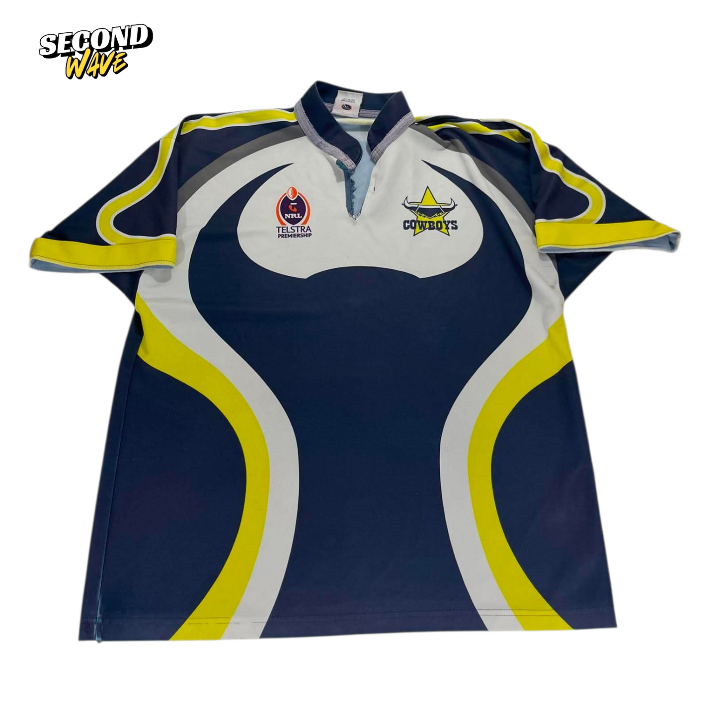 NRL COWBOYS BLUE & YELLOW POLO SHIRT (L-XL)