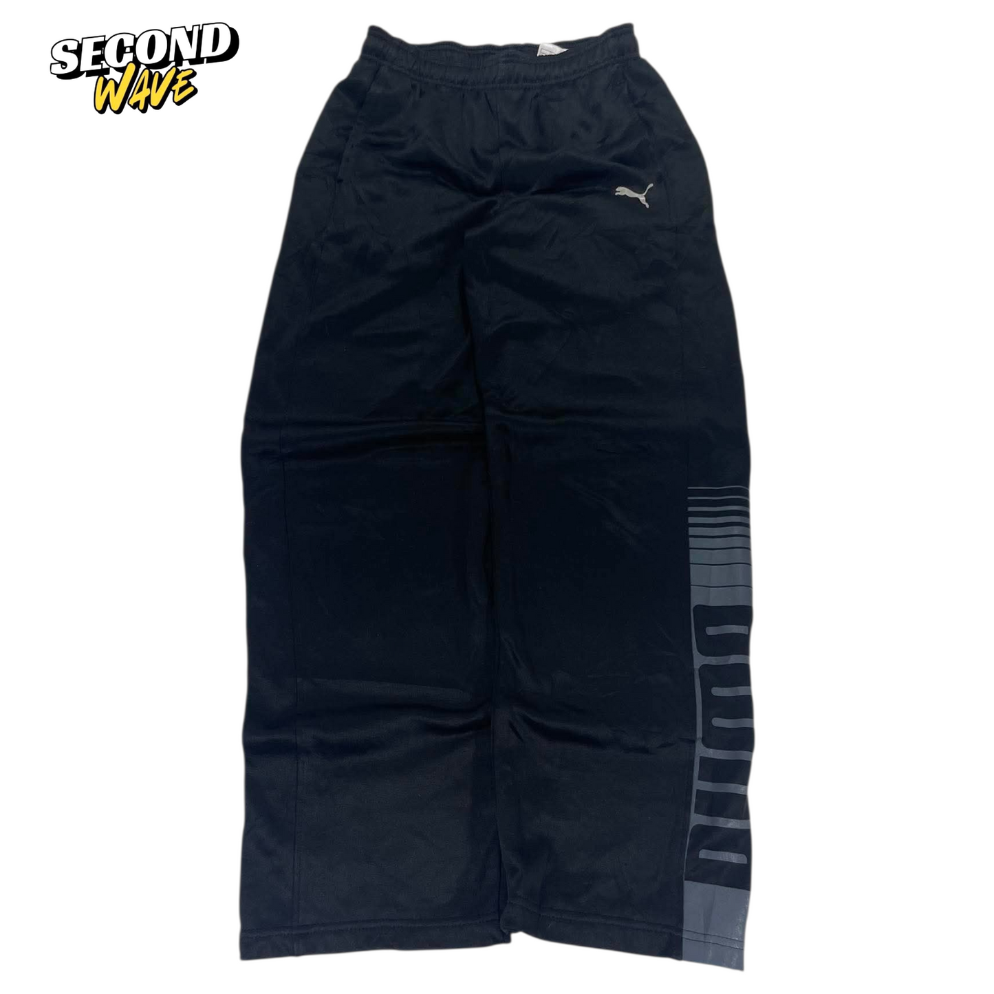 PUMA BLACK BAGGY TRACK PANTS (L)