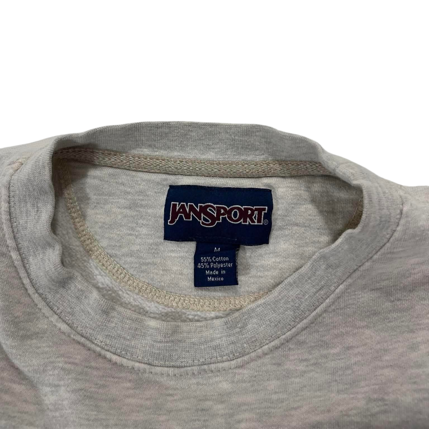90S GREY AND GREEN EMBROIDERED JANSPORT MINERS CREWNECK (M)