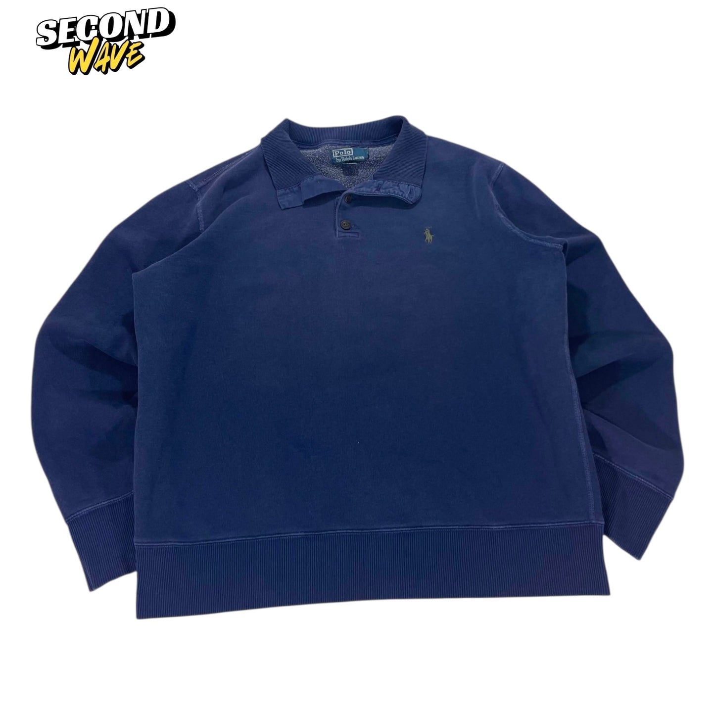 VINTAGE POLO RALPH LAUREN NAVY BLUE POLO SHIRT (L-XL)