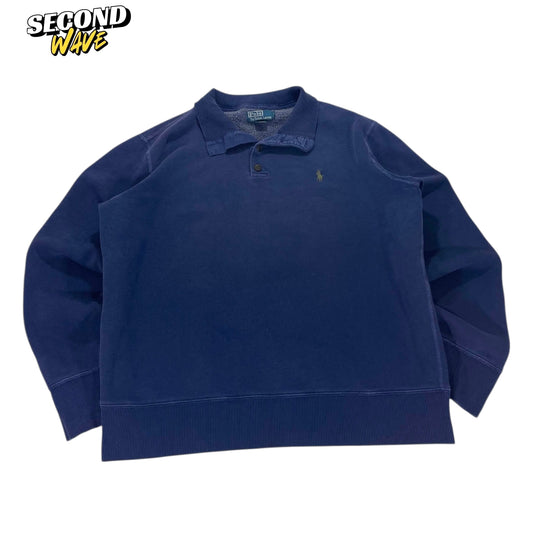 VINTAGE POLO RALPH LAUREN NAVY BLUE POLO SHIRT (L-XL)