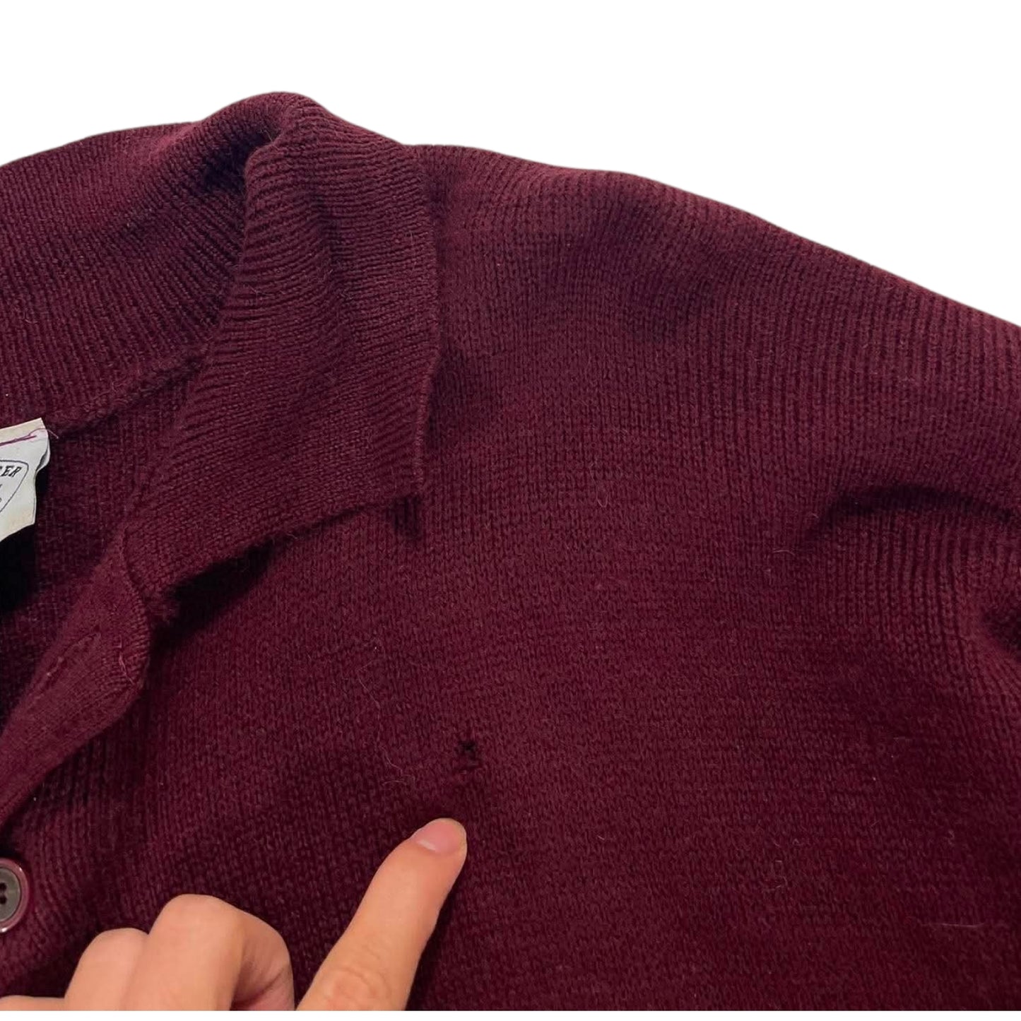 100% WOOL BURGUNDY WOOL POLO SWEATER (M-L)