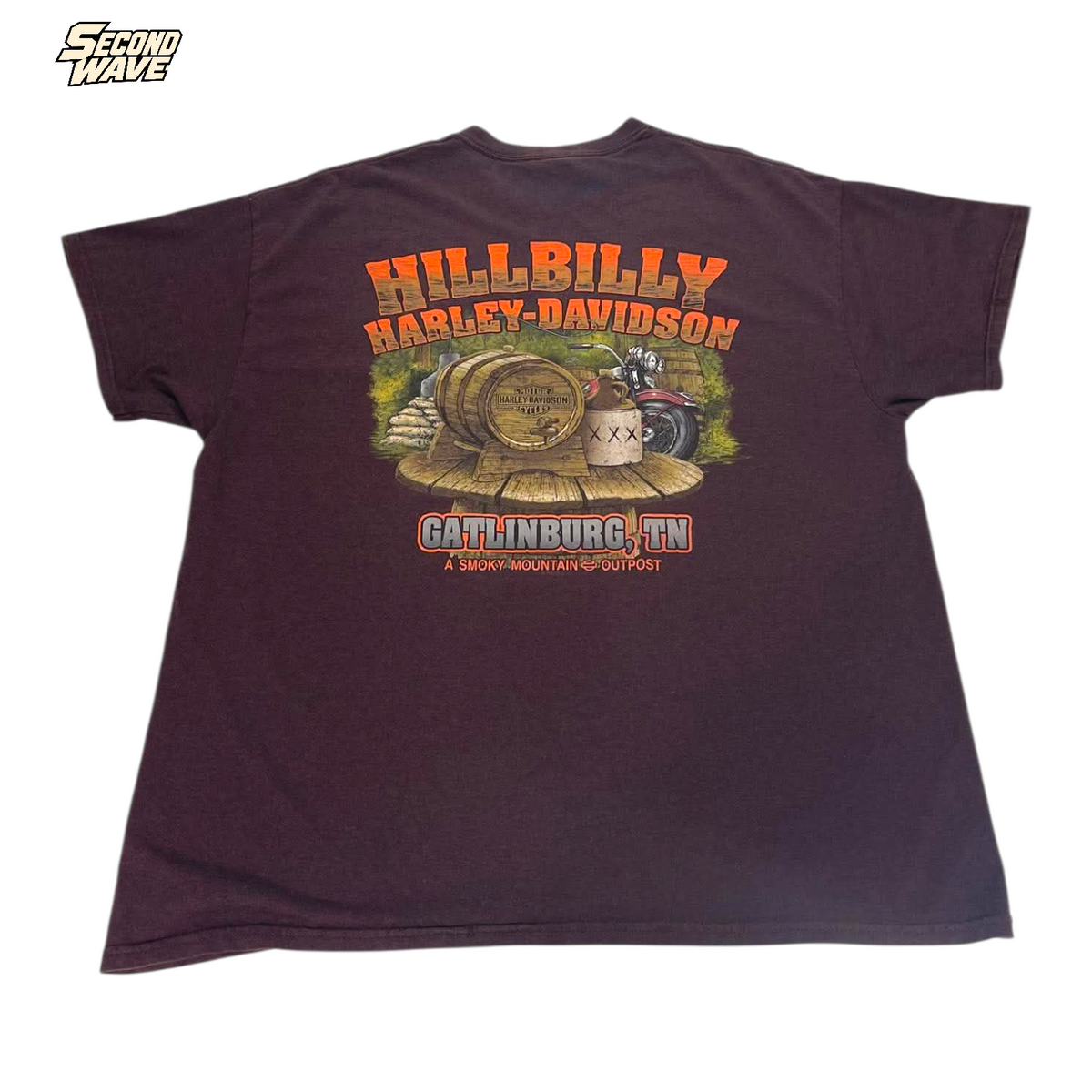 VINTAGE HILL BILLY HARLEY DAVIDSON BROWN SHIRT (XL)